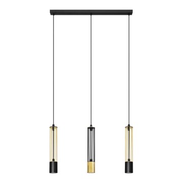 LED Candelabro suspenso BARS 3xGU10/4,8W/230V preto/dourado