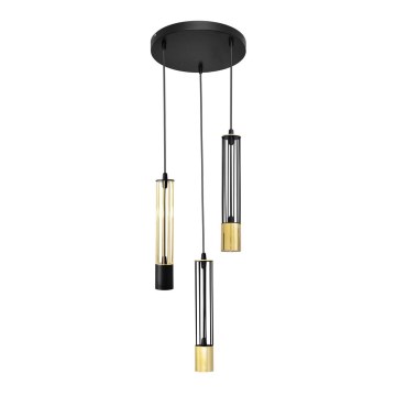 LED Candelabro suspenso BARS 3xGU10/4,8W/230V preto/dourado