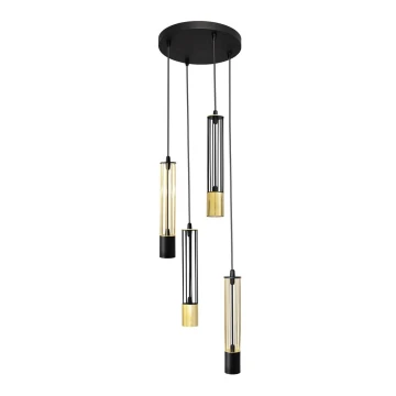 LED Candelabro suspenso BARS 4xGU10/4,8W/230V preto/dourado