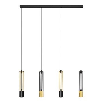 LED Candelabro suspenso BARS 4xGU10/4,8W/230V preto/dourado