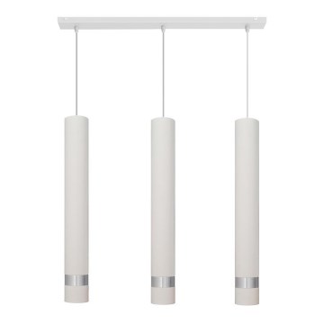 LED Candelabro suspenso TUBA 3xGU10/4,8W/230V branco/cromado mate