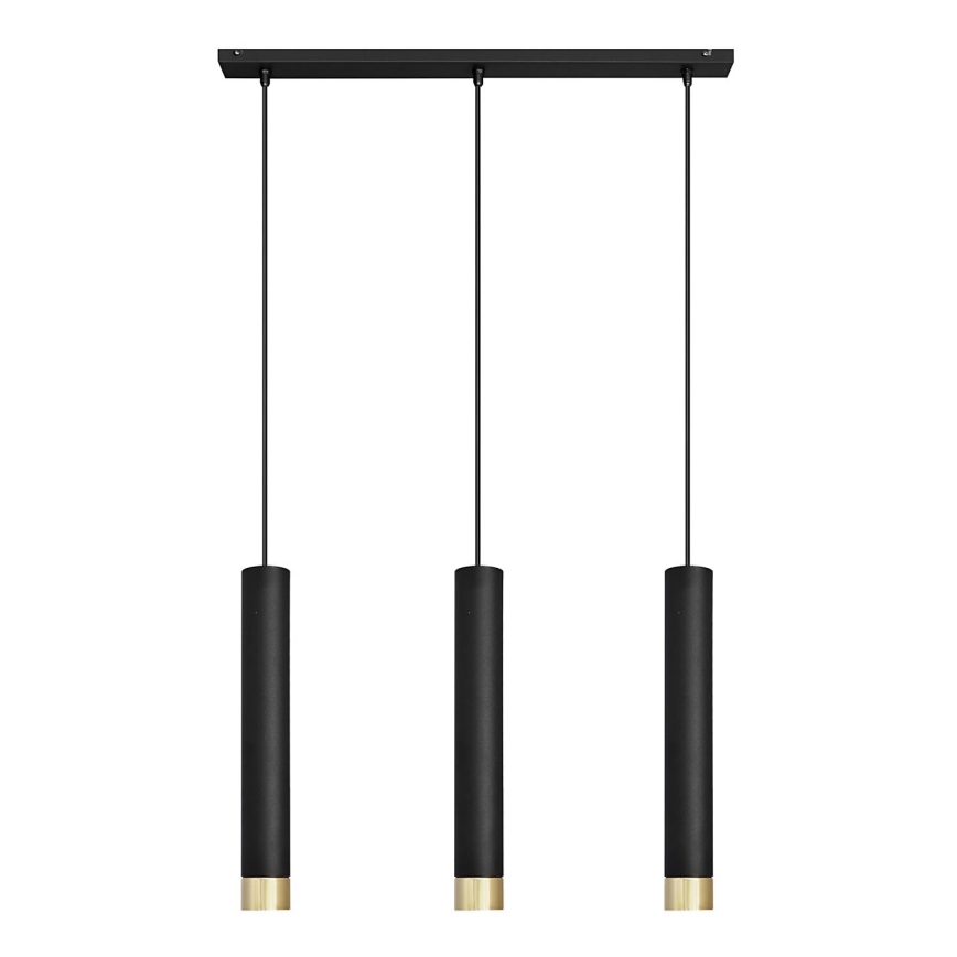 LED Candelabro suspenso TUBA 3xGU10/4,8W/230V preto/dourado