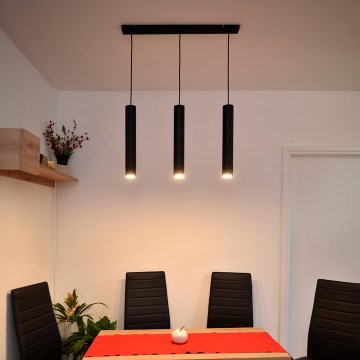 LED Candelabro suspenso TUBA 3xGU10/4,8W/230V preto