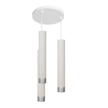 LED Candelabro suspenso TUBA 3xGU10/6,5W/230V branco/cromado mate