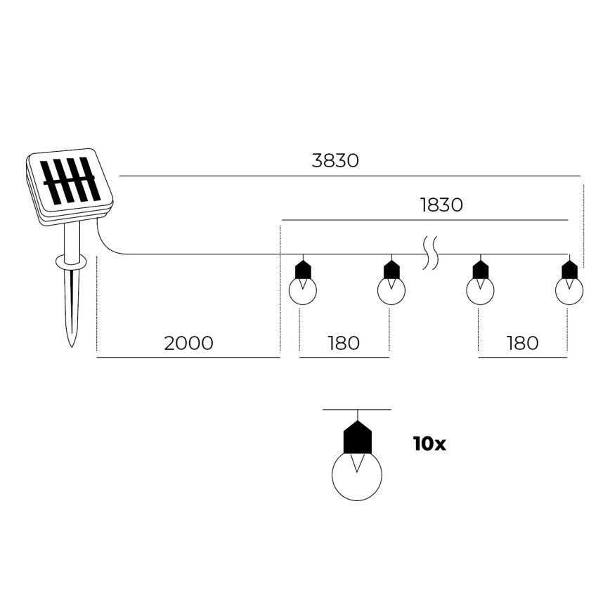 LED - Corrente solar 10xLED/0,12W/1,2V 1xAA IP44 6000K