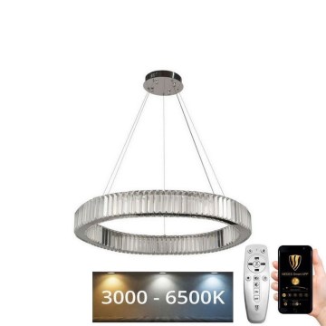 LED Regulação cristal candelabro suspenso LED/50W/230V 3000-6500K cromado + controlo remoto