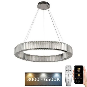 LED Regulação cristal candelabro suspenso LED/50W/230V 3000-6500K cromado + controlo remoto