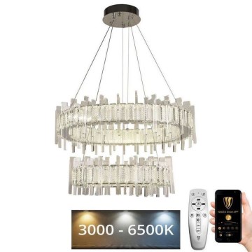 LED Regulação cristal candelabro suspenso LED/65W/230V 3000-6500K + controlo remoto