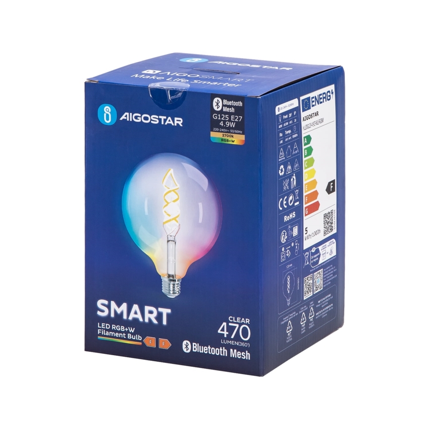 LED RGBW Lâmpada FILAMENT G125 E27/4,9W/230V 2700K - Aigostar