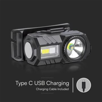 LED RGBW Regulação rechargeable headlamp USB LED/3W/5V IP43 190 lm 24 h