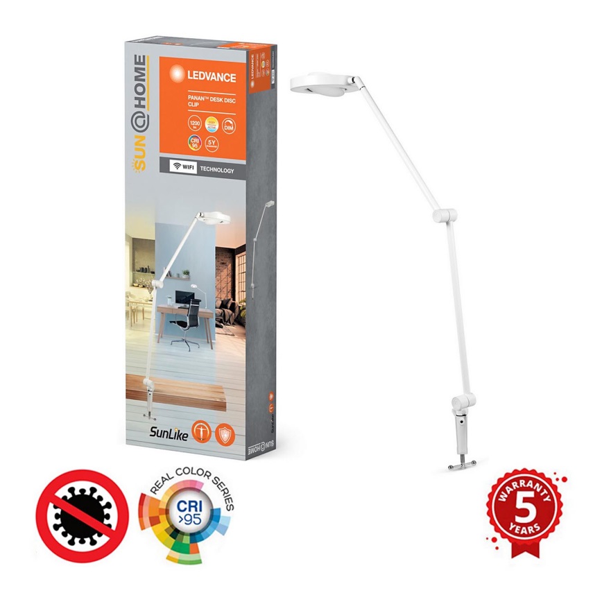 Ledvance - Candeeiro com clipe LED com regulação SUN@HOME LED/15W/230V 2200-5000K CRI 95 Wi-Fi