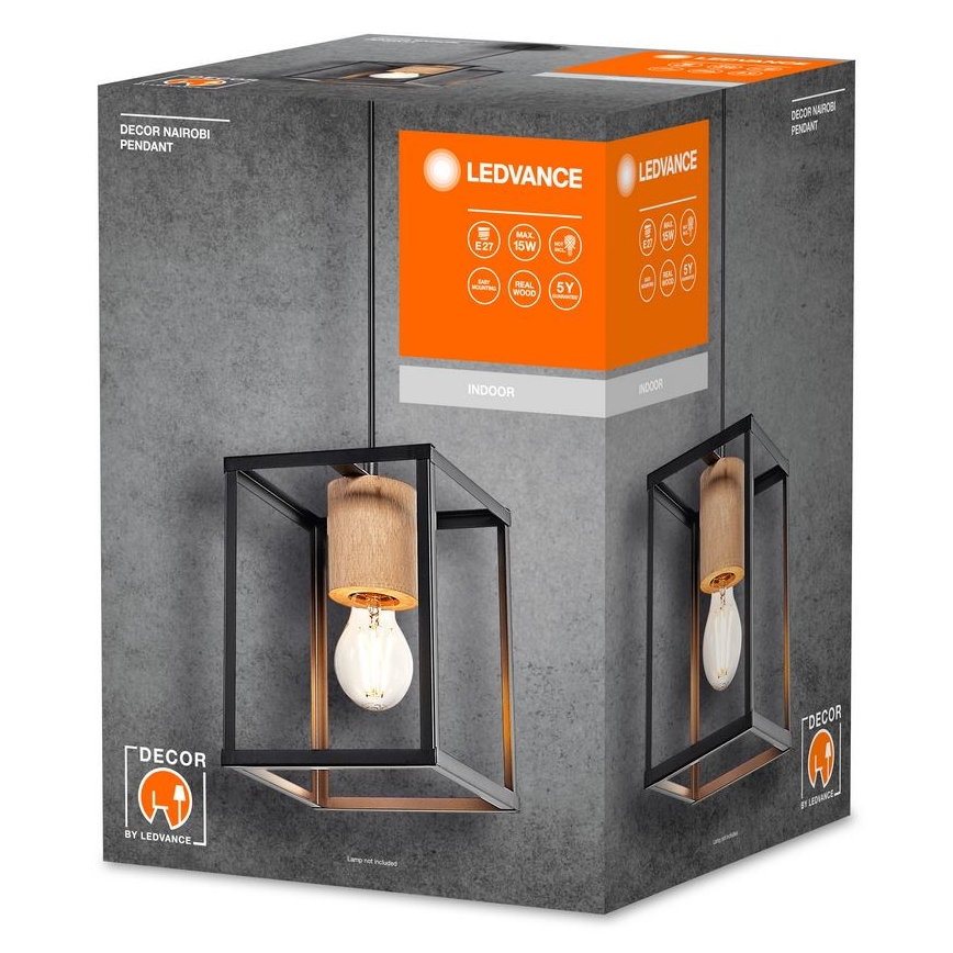 Ledvance - Candeeiro suspenso DECOR NAIROBI 1xE27/15W/230V borracha de figueira