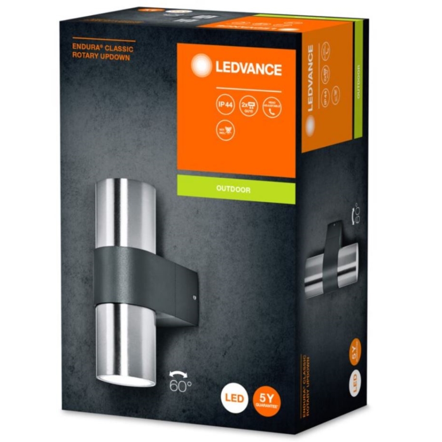 Ledvance - Iluminação de parede exterior ENDURA ROTARY 2xGU10/5W/230V IP44