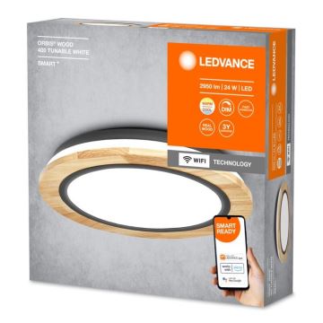 Ledvance - Iluminação de teto LED com regulação SMART+ ORBIS WOOD LED/24W/230V 2700-6500K carvalho Wi-Fi