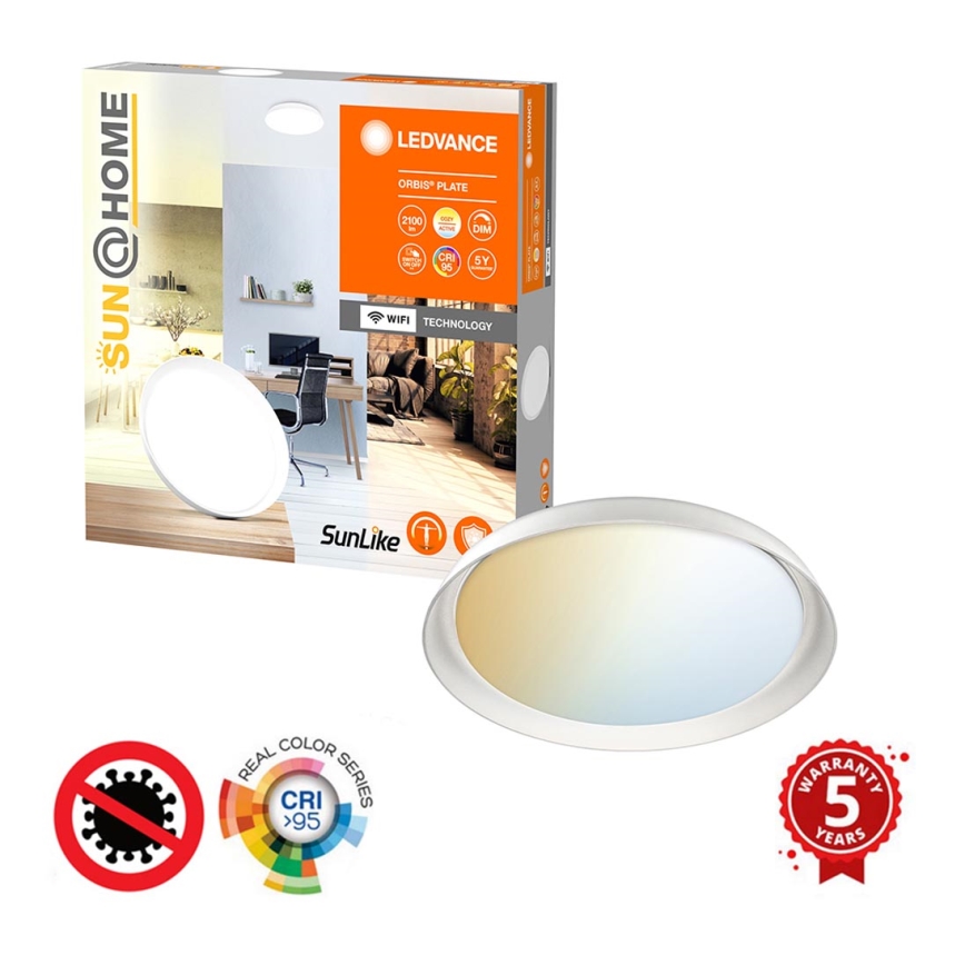 Ledvance -Iluminação de teto LED com regulação SUN@HOME LED/26W/230V 2200-5000K CRI 95 Wi-Fi