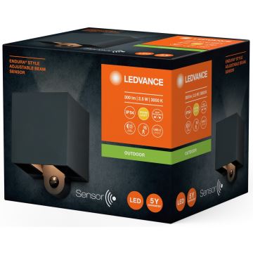 Ledvance - Iluminação LED de parede exterior com sensor ENDURA STYLE LED/2,5W/5V
