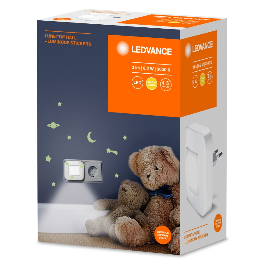 Ledvance - Iluminação noturna LED com sensor LUNETTA LED/0,2W/230V