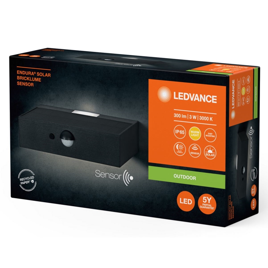 Ledvance - Iluminação solar de parede LED com sensor ENDURA SOLAR LED/3W/4,2V IP65