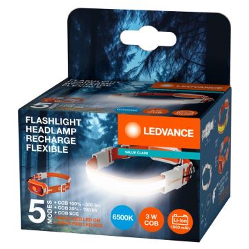 Ledvance - Lanterna de cabeça recarregável LED FLASHLIGHT LED/3W/5V 1000mAh