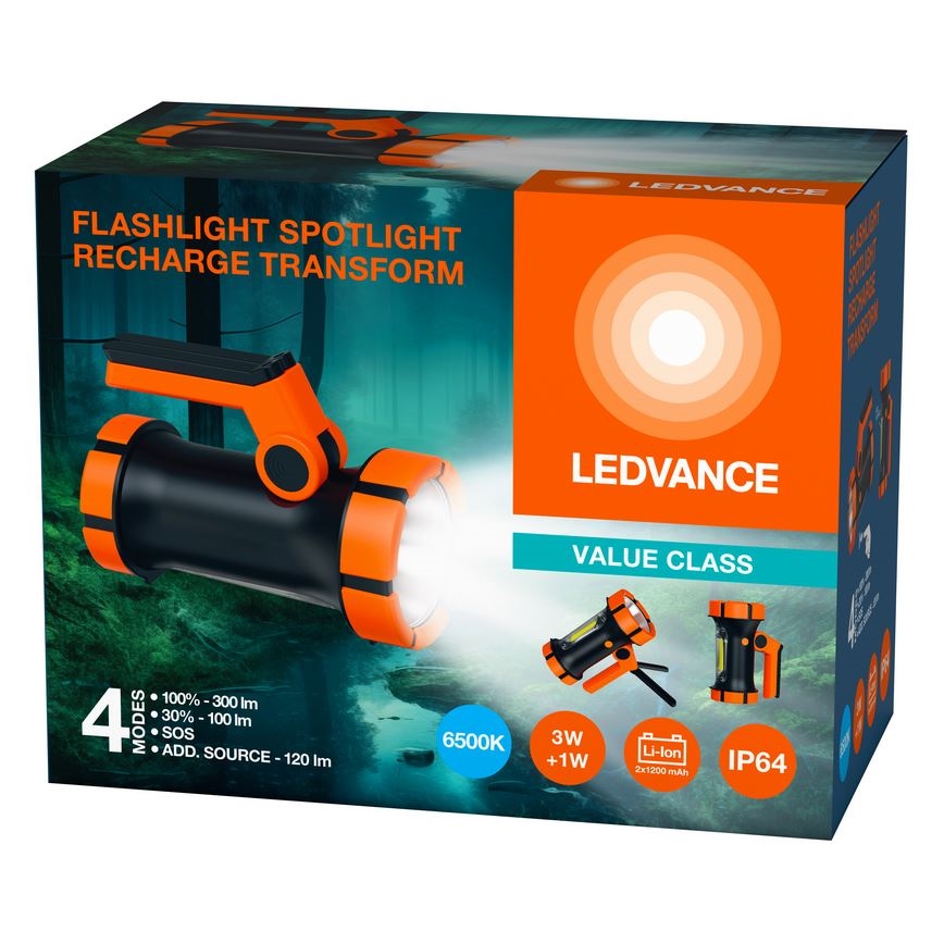 Ledvance - Lanterna recarregável LED com power bank FLASHLIGHT LED/3W/5V IP64 2400mAh