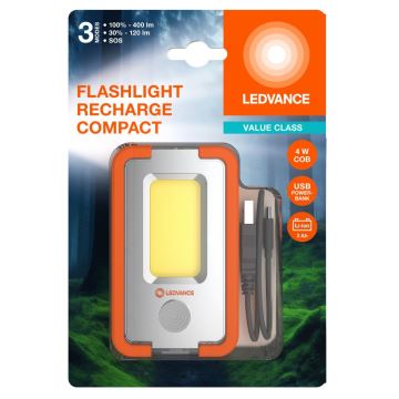 Ledvance - Lanterna recarregável LED com power bank FLASHLIGHT LED/4W/5V 3000mAh IPX2