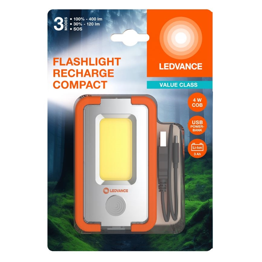 Ledvance - Lanterna recarregável LED com power bank FLASHLIGHT LED/4W/5V 3000mAh IPX2