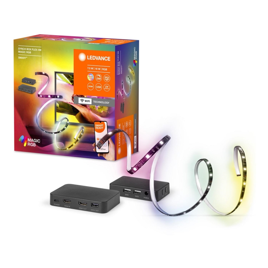 Ledvance - Tira LED RGB com regulação para TV SYNCH BOX FLEX SMART+ MAGIC 4,5m LED/18W/230V Wi-Fi