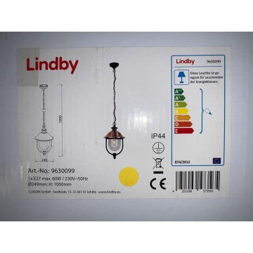 Lindby - Candelabro suspenso exterior CLINT 1xE27/60W/230V IP44