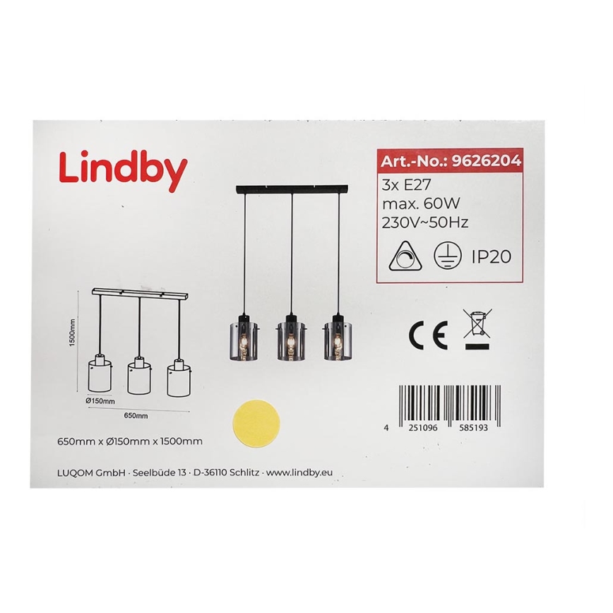 Lindby - Candelabro suspenso KOURTNEY 3xE27/60W/230V