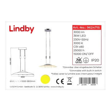 Lindby - Candelabro suspenso LED com regulação AMIDALA LED/36W/230V