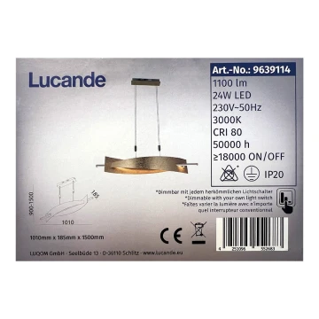 Lucande - Candelabro suspenso LED com regulação MARIJA LED/24W/230V