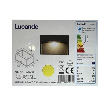 Lucande - Iluminação incorporada para exterior LED MITJA LED/3W/230V IP65