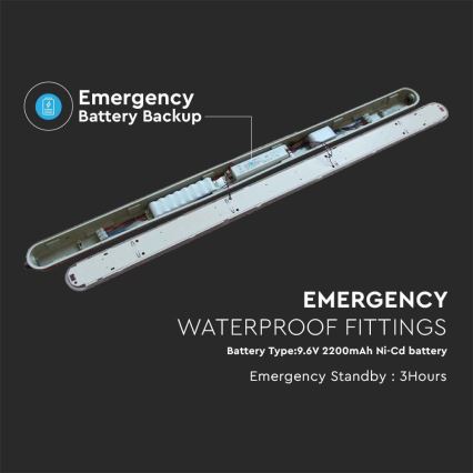 Luminária técnica LED fluorescente com módulo de emergência EMERGENCY LED/36W/230V 6500K 120cm IP65