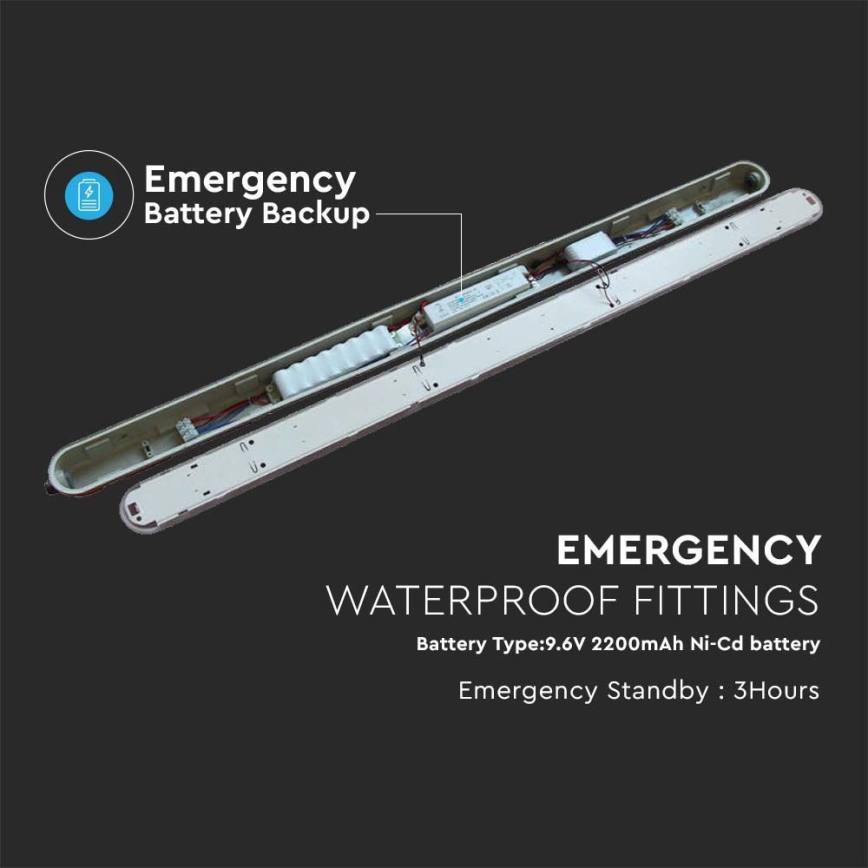 Luminária técnica LED fluorescente com módulo de emergência EMERGENCY LED/36W/230V 6500K 120cm IP65