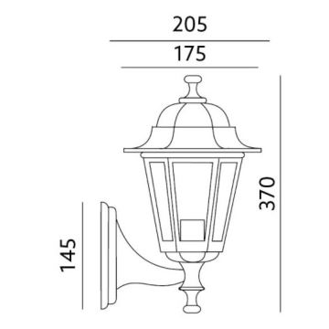 Luz de parede de exterior 1xE27/60W/230V IP44 preto antigo