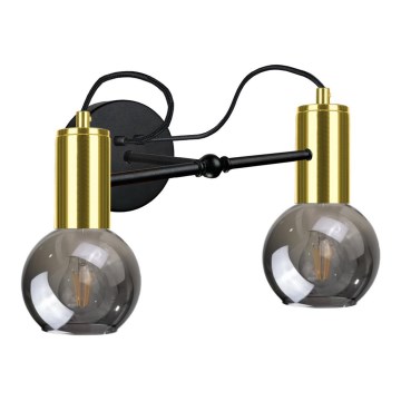 Luz de parede LIVA 2xE27/60W/230V preto antigo/dourado