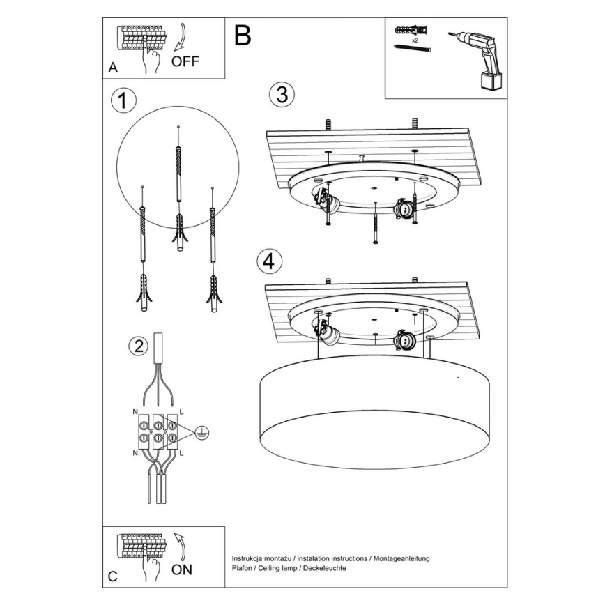 Luz de teto ARENA 35 2xE27/60W/230V cinzento