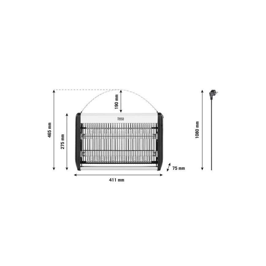 Máquina elétrica para matar insetos 2x10W/230V 80m2