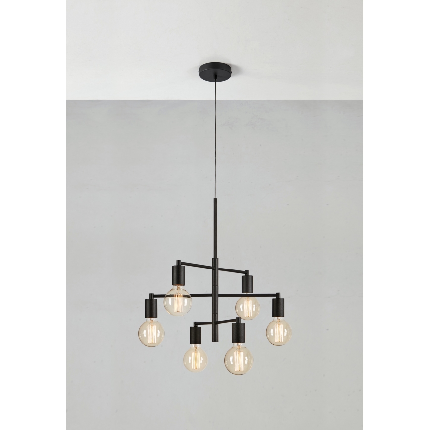 Markslöjd 108717 - Candeeiro suspenso CIELO 6xE27/40W/230V preto