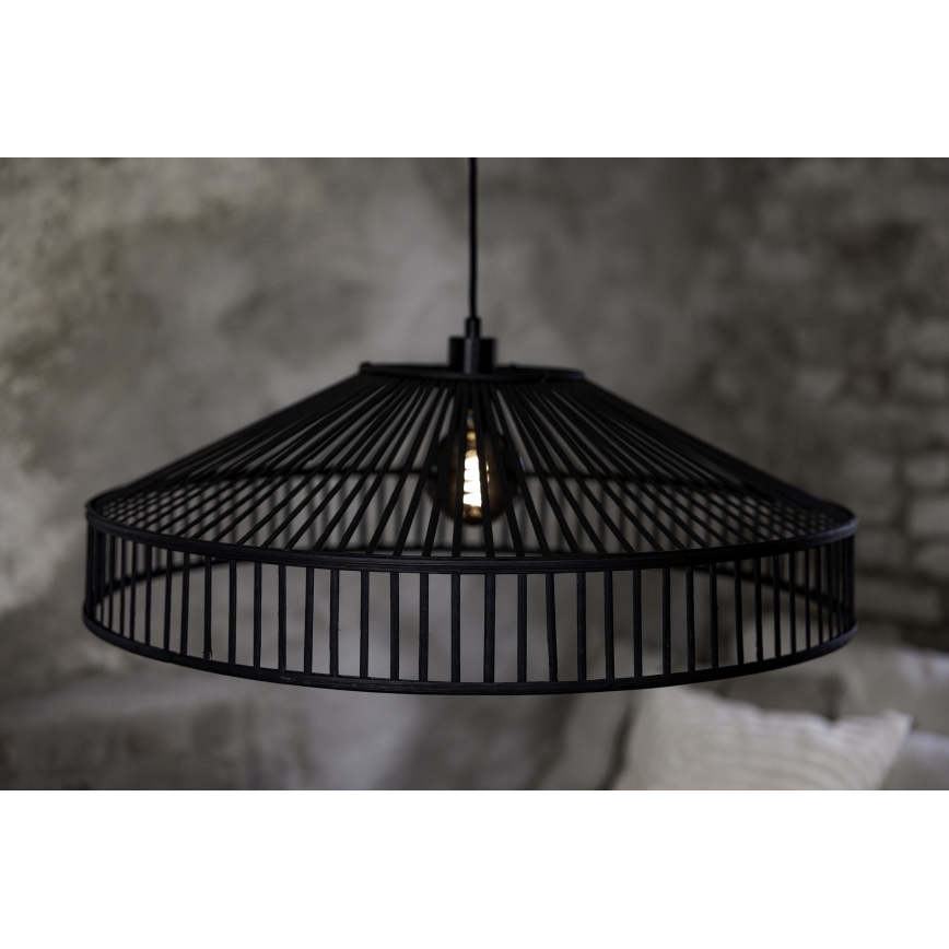 Markslöjd 108782 - Candeeiro suspenso TAPA 1xE27/40W/230V preto/bambu