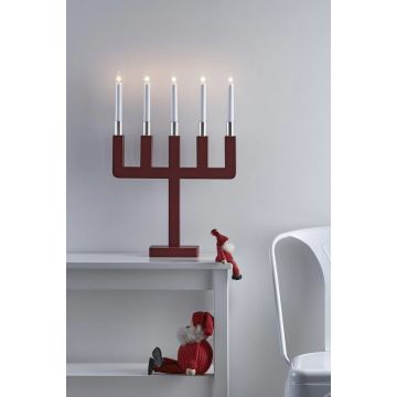 Markslöjd 704220 - Castiçal de Natal SUNDSTOORP 5xE10/3W/230V vermelho