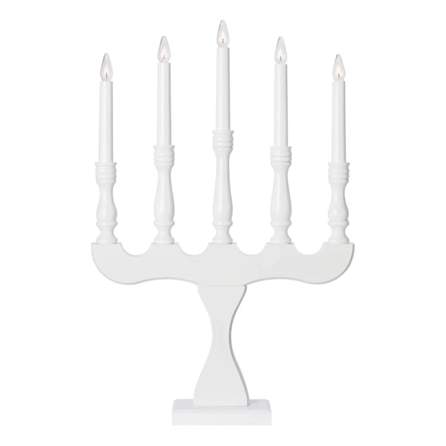 Markslöjd 706278 - Candelabro de Natal SVANEHOLM 5xE10/3W/230V pinho/branco