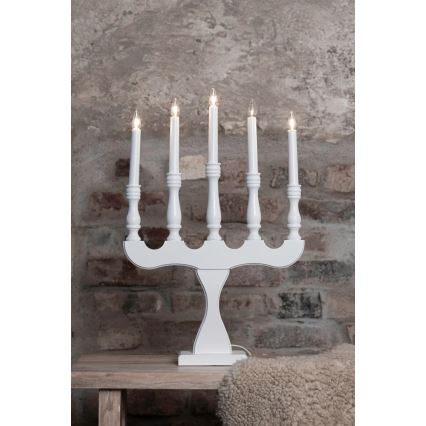 Markslöjd 706278 - Candelabro de Natal SVANEHOLM 5xE10/3W/230V pinho/branco