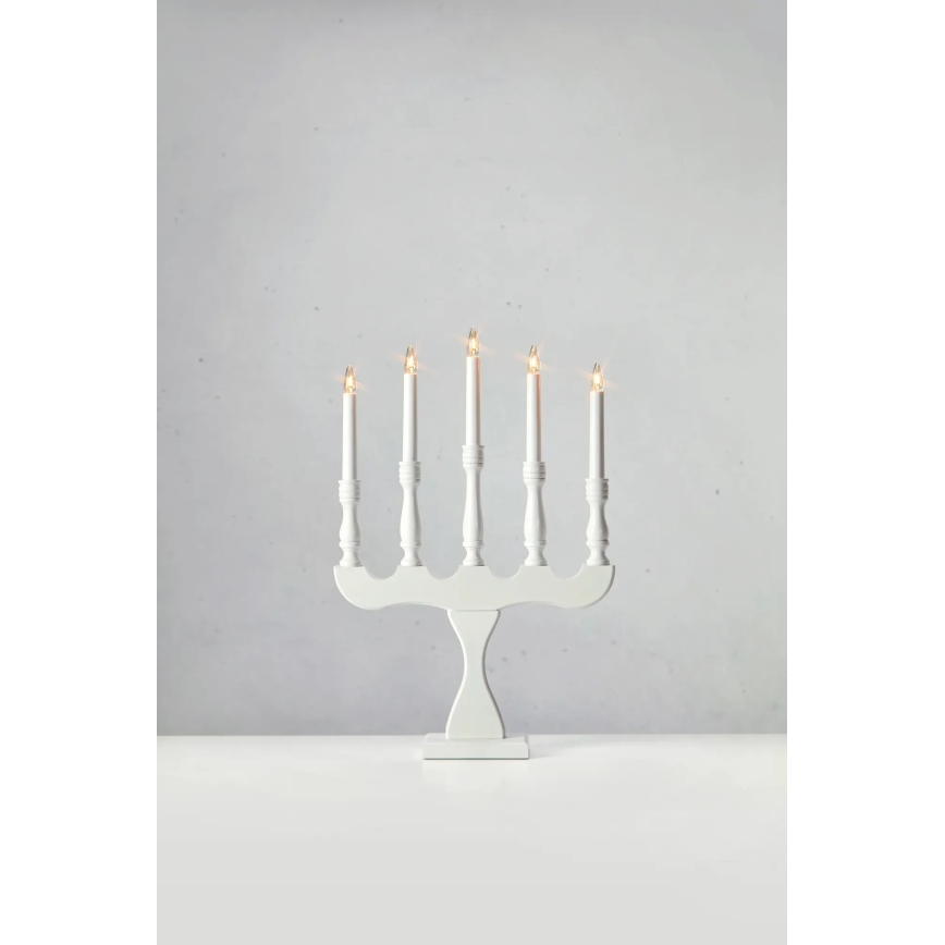 Markslöjd 706278 - Candelabro de Natal SVANEHOLM 5xE10/3W/230V pinho/branco