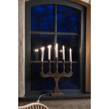 Markslöjd 706280 - Castiçal de Natal SVANEHOLM 5xE10/3W/230V pinho/castanho