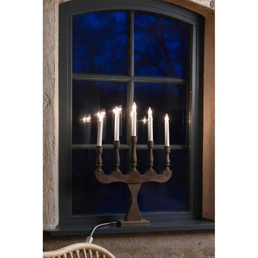 Markslöjd 706280 - Castiçal de Natal SVANEHOLM 5xE10/3W/230V pinho/castanho