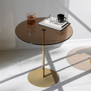 Mesa de cabeceira CHILL 50x50 cm dourada/bronze