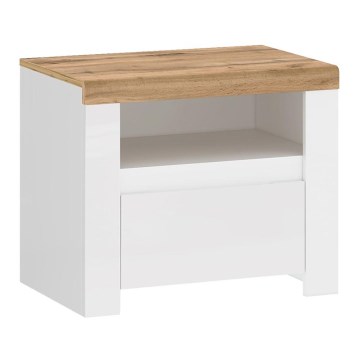 Mesa de cabeceira DAMINO 50,5x60 cm branco/carvalho wotan