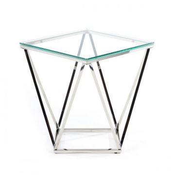 Mesa de centro DIAMANTA 50x50 cm cromado/transparente