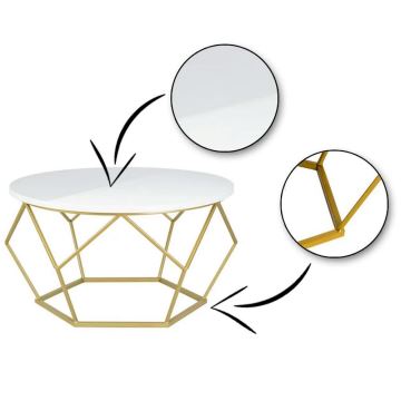 Mesa de centro DIAMOND 40x70 cm dourado/branco
